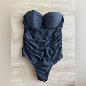 Lua Morena Brazilian Dtrapless Black swimsuit Vacation Swimwear SZ L